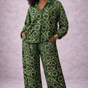 The Marcella Two-Piece Pant Set – Forest Ochre Batik