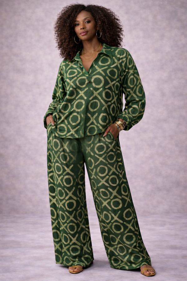 The Marcella Two-Piece Pant Set – Forest Ochre Batik