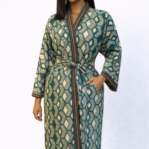 Dorothy Long Kimono – Emerald Geometry Edition