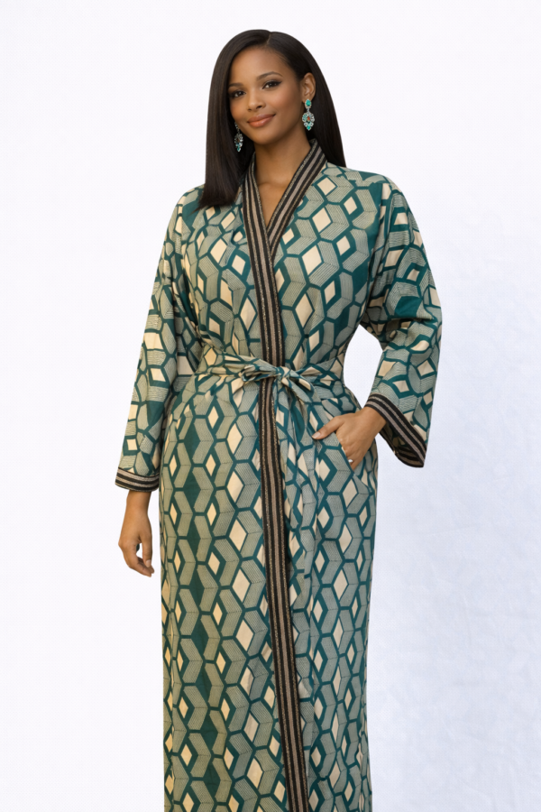 Dorothy Long Kimono – Emerald Geometry Edition