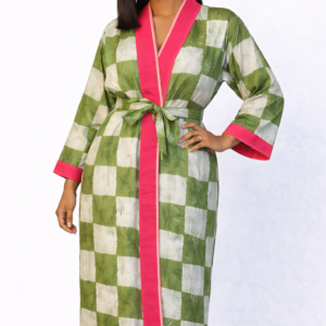 Dorothy Long Kimono – Green Gingham Edition
