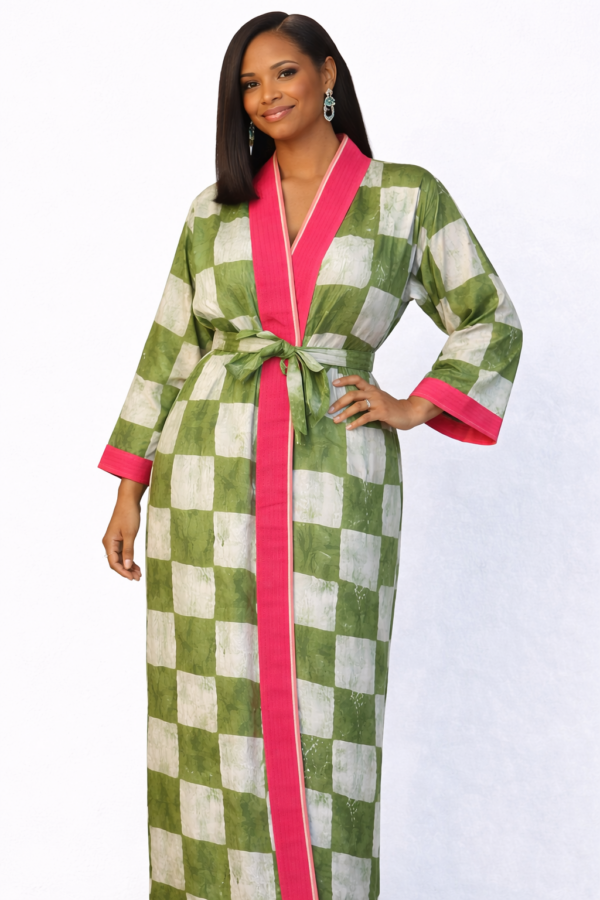 Dorothy Long Kimono – Green Gingham Edition