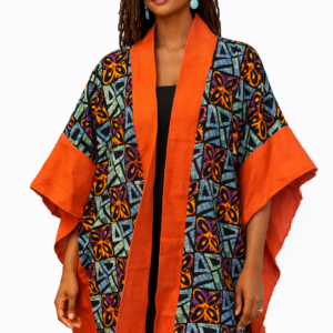 Louise Kimono – Orange Aso Oke Trim