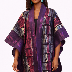 Louise Kimono – Plum Aso Oke Trim