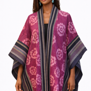 Louise Kimono – Plum Adire Floral
