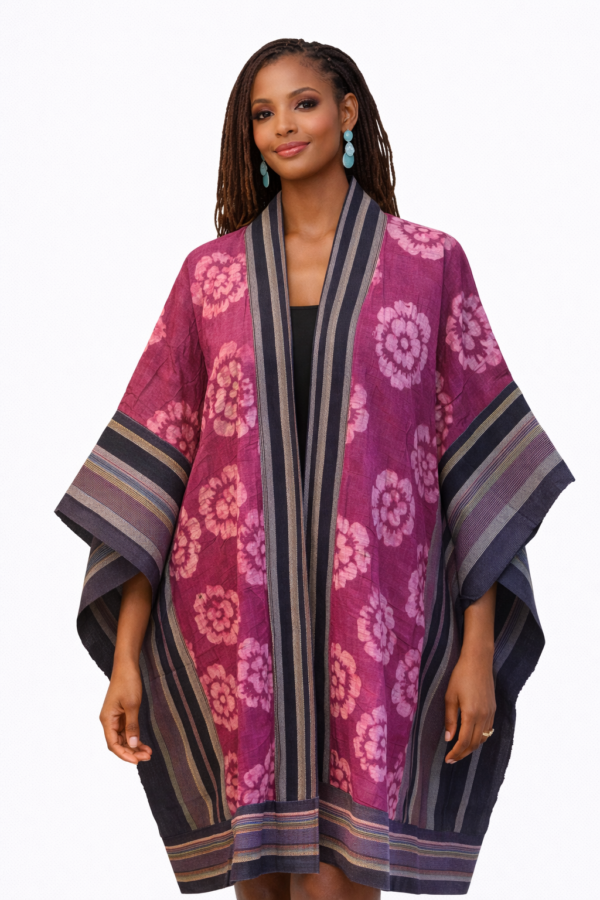 Louise Kimono – Plum Adire Floral
