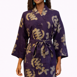 The Lurabelle Kimono — Gye Nyame (Royal Purple & Antique Gold)