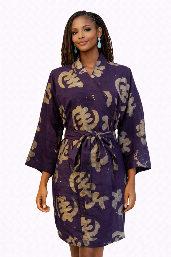 The Lurabelle Kimono — Gye Nyame (Royal Purple & Antique Gold)