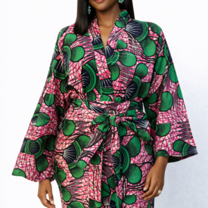 The Lurabelle Kimono — Pink Garden & Emerald Dot (Ankara)