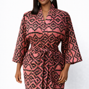 The Lurabelle Kimono — Rose Clay & Olive Geo (Ankara)