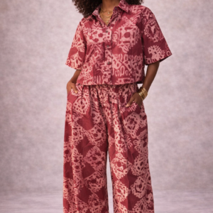 The Marcella Two-Piece Pant Set – Rose Clay Batik