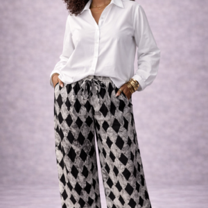 Geometric Adire Wide-Leg Pants