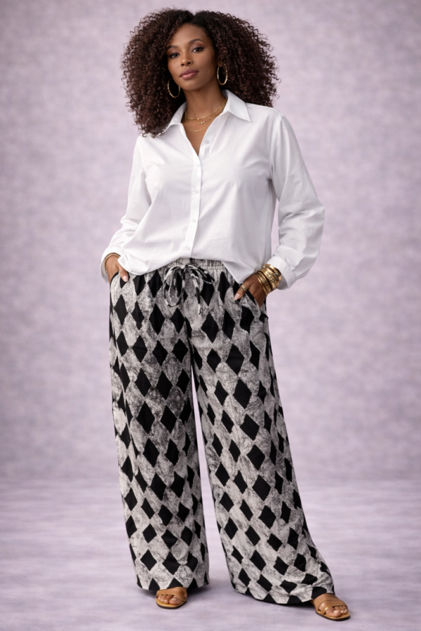 Geometric Adire Wide-Leg Pants