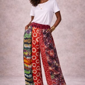 Adire Wide-Leg Patchwork Pants – Heritage Mix